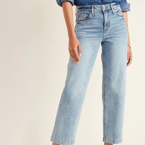 High Waist Slim Wide Leg Cropped Jeans